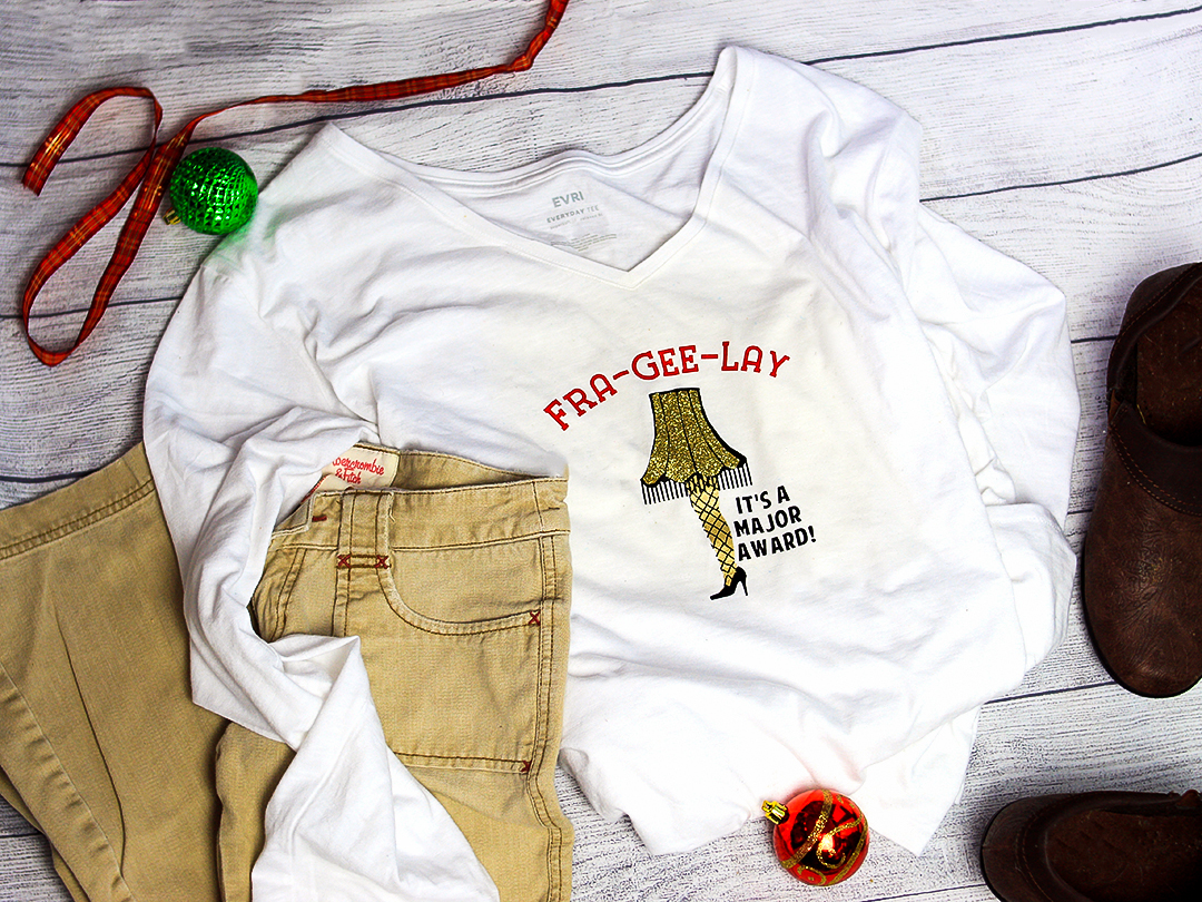 if you love the holidays and the classic movie, a christmas story, then you're going to love this easy christmas shirt i'm sharing today. be sure to check out the other cricut diy christmas shirt designs too!