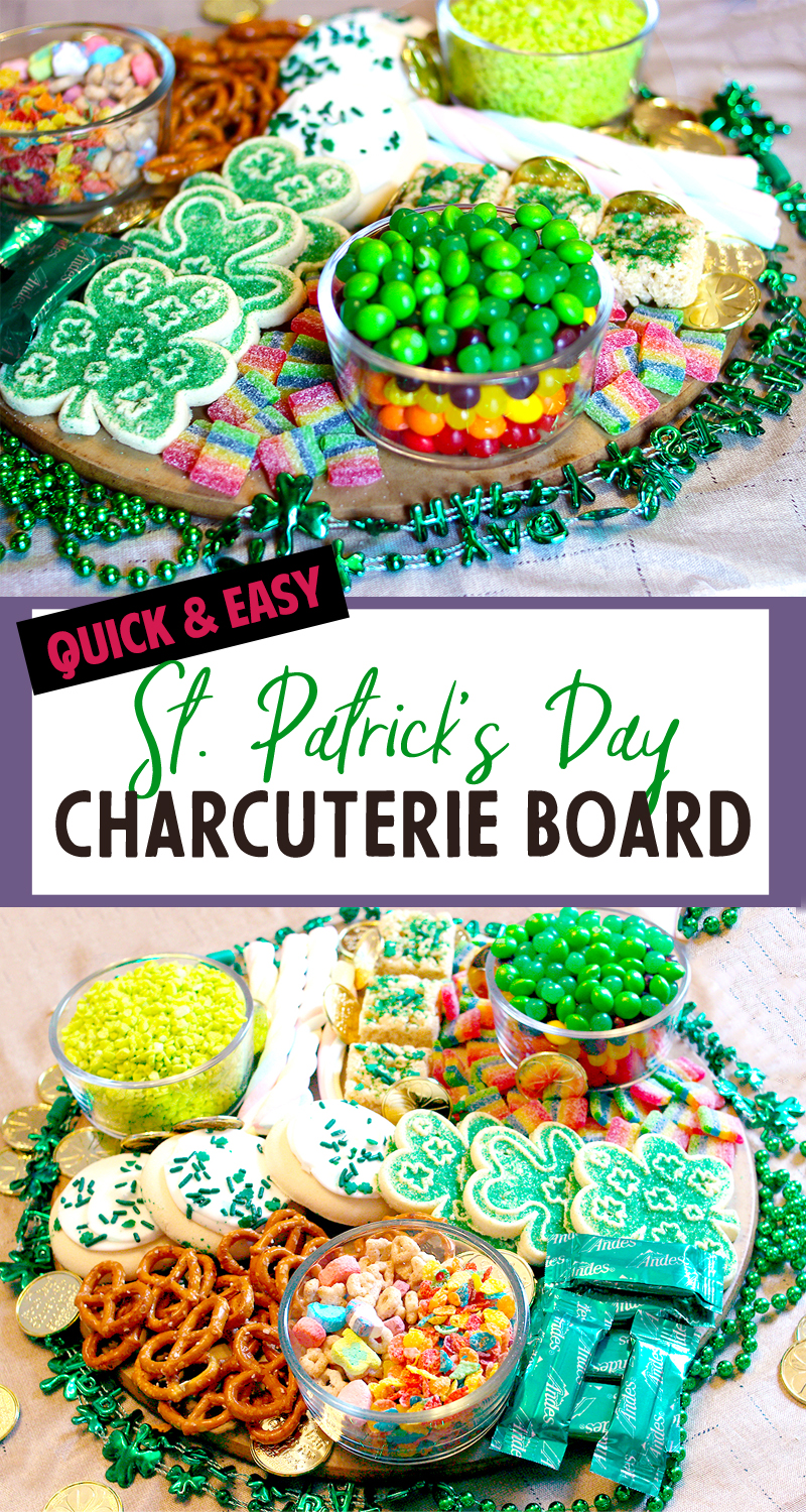 st. patrick's day charcuterie board with a splash of color